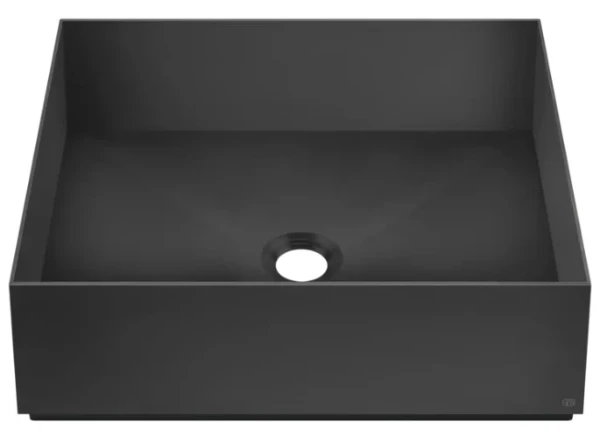 Gessi Total Look lavabo à poser carré 400 x 400 mm - noir - acier inoxydable - sans trou de robinet - sans trop-plein