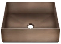 Gessi Total Look lavabo à poser carré 400 x 400 mm - Copper Brushed PVD - acier inoxydable - sans trou de robinet - sans trop-plein