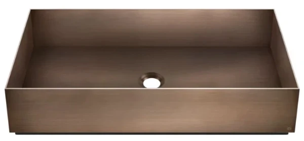 Gessi Total Look lavabo à poser 600 x 350 mm - Copper Brushed PVD - acier inoxydable - sans trou de robinet - sans trop-plein