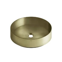 Gessi Total Look lavabo à poser rond 400 x 400 mm - Brass Brushed PVD - acier inoxydable - sans trou de robinet - sans trop-plein