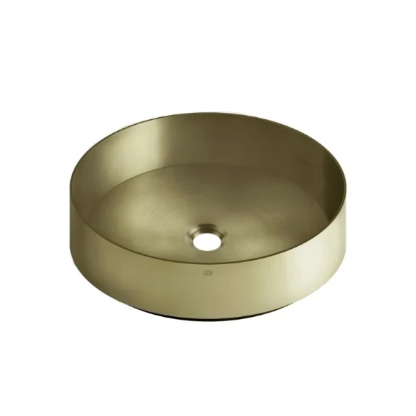 Gessi Total Look lavabo à poser rond 400 x 400 mm - Brass Brushed PVD - acier inoxydable - sans trou de robinet - sans trop-plein