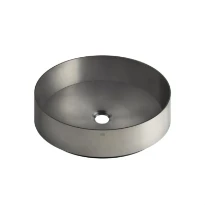 Gessi Total Look lavabo à poser rond 400 x 400 mm - Steel Brushed - acier inoxydable - sans trou de robinet - sans trop-plein