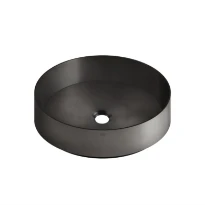 Gessi Total Look lavabo à poser rond 400 x 400 mm - Black Metal Brushed PVD - acier inoxydable - sans trou de robinet - sans trop-plein