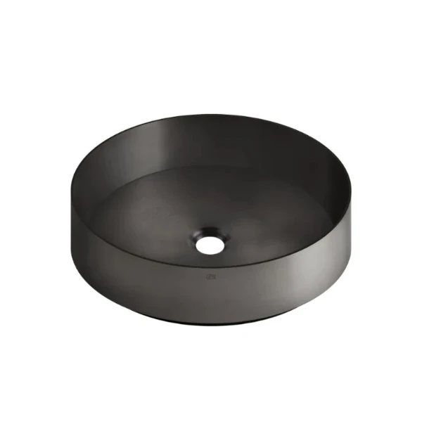 Gessi Total Look lavabo à poser rond 400 x 400 mm - Black Metal Brushed PVD - acier inoxydable - sans trou de robinet - sans trop-plein