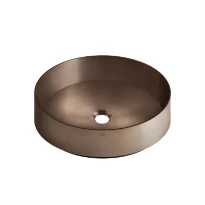 Gessi Total Look lavabo à poser rond 400 x 400 mm - Copper Brushed PVD - acier inoxydable - sans trou de robinet - sans trop-plein