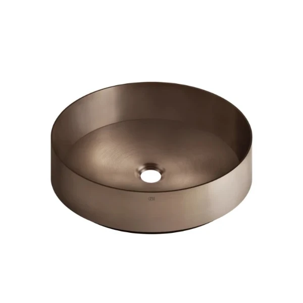 Gessi Total Look lavabo à poser rond 400 x 400 mm - Copper Brushed PVD - acier inoxydable - sans trou de robinet - sans trop-plein