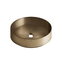 Gessi Total Look lavabo à poser rond 400 x 400 mm - Warm Bronze Brushed PVD - acier inoxydable - sans trou de robinet - sans trop-plein