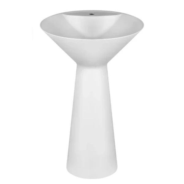 Gessi Total Look lavabo indépendant rond 546 x 546 x 900 mm - blanc mat -  Cristalplant - avec trou de robinet - sans trop-plein - vidage dans le mur - incl. bonde avec grille et siphon