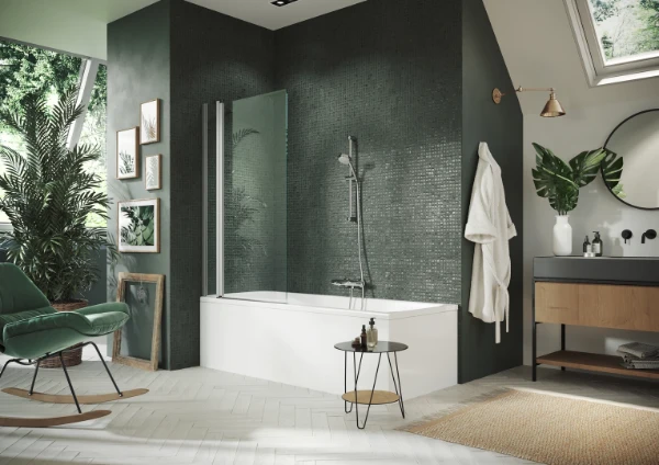 HUPPE SD Design P Pare-Baign. 2 95 H:1500 arg Verre clair Anti-Plaque