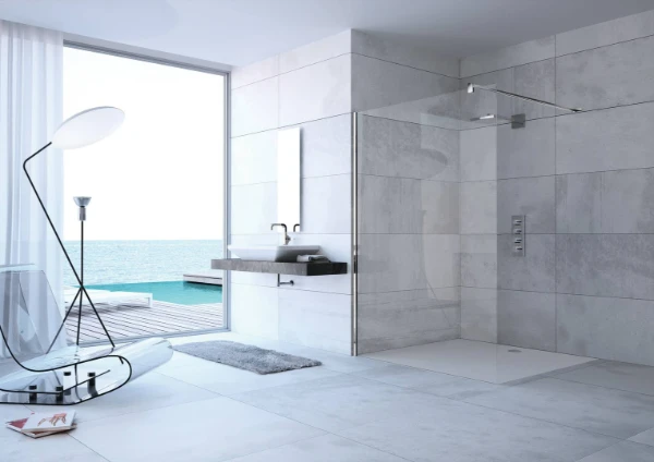 HUPPE SD Design P carré paroi seule 80 H:2000 Quer 8mm Arg Verre clair