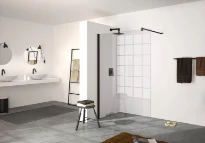 HUPPE SD Design P carré paroi seule 90 H:2000 Quer 6mm 123 Verre clair