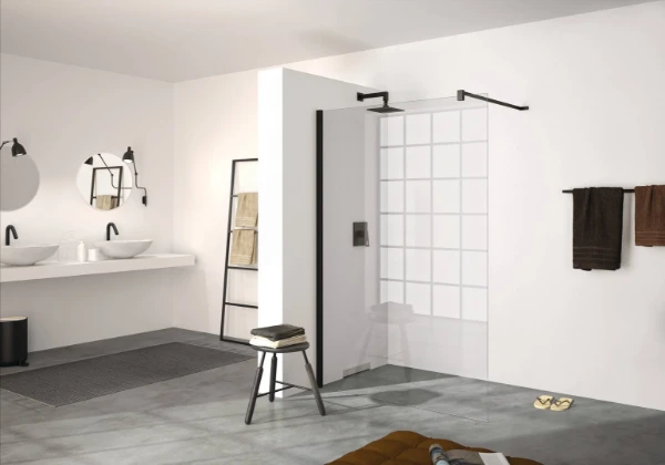 HUPPE SD Design P carré paroi seule 90 H:2000 Quer 6mm 123 Verre clair