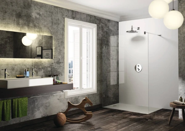 HUPPE SD Solva RL carré paroi seule/G sur com S10180 Arg Verre clair