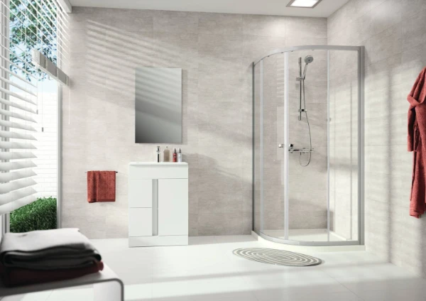 HUPPE SD Alpha 2 1/4 rond Por.couli 90/90 H:2000 R:500 argent mat Verre clair