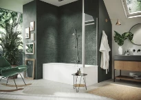 HUPPE SD Design P Pare-Baign. Par.latéral 70 H:1500 arg Verre clair Anti-Plaque