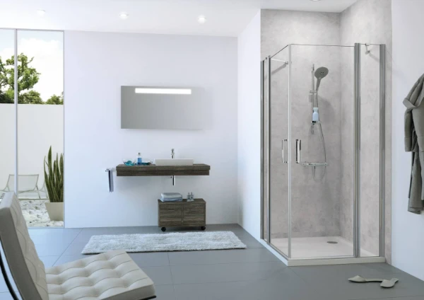 HUPPE SD Classics 2 carré Acc.d´ang asf 90/90 H:2000 argent mat Verre clair