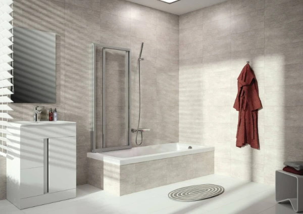 Huppe SD Combinett 2 pare-bain seg.larg.fixe 75 H:1400 argent mat Tra