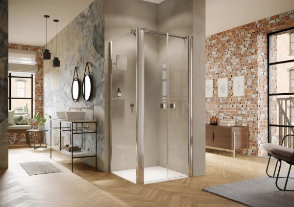 HUPPE SD Solva TG carré Por. saloon 90 H:2000 chromé brillant Verre clair