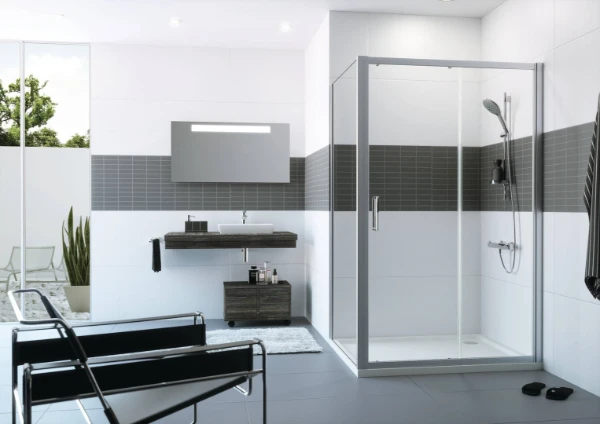 C20411087322 HUPPE Dw Classics 2 vierhoek GT1fs 140 H:2000 zilvermat Glas helder Anti-Plaque