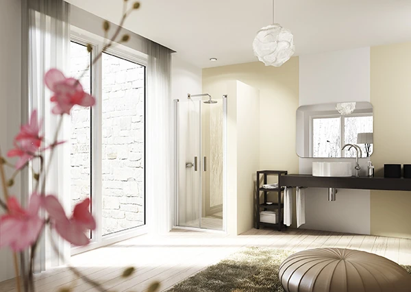 HUPPE SD Design E carré Por.saloon 80 H:1900 argent mat Verre clair