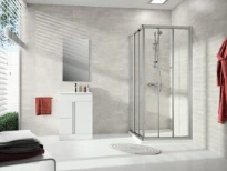 HUPPE SD Alpha 2 sans cadre carré AD 3 90/90 H:1900 argent mat Verre clair