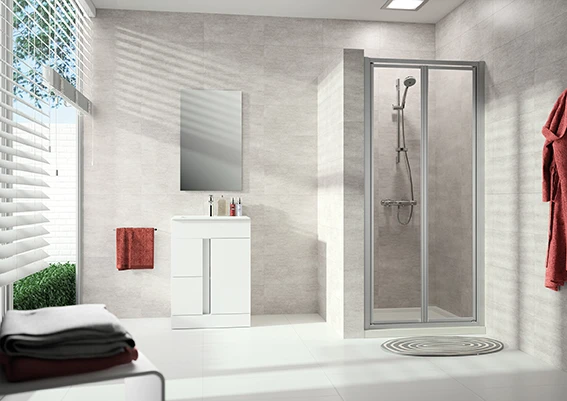 Huppe SD Alpha 2 sans cadre carré Port saloon 88 H:2000 argent mat PSC