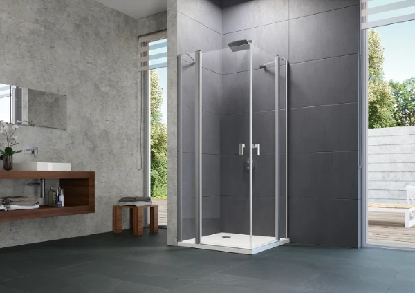 8P0714092321 HUPPE Dw Design P vierhoek STN/S 1/2 STE fS 88 H:2000 chroom-look Glas helder