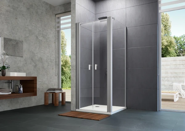 Huppe SD Design P carré Porte saloon 100 H:2000 chromé brillant Verre clair