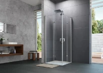 HUPPE SD Design P carré Porte pliante batta nte 75/D H:1900 arg Verre clair
