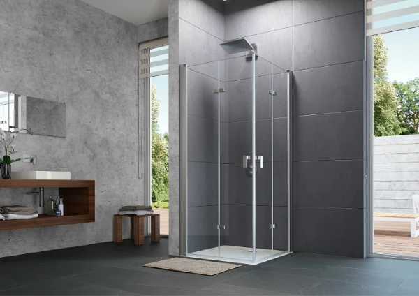 8P0909092321 HUPPE Dw Design P vierhoek Zwaaivouwdeur 80 R H:2000 chroom-look Glas helder