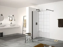 Huppe SD Design P carré paroi seule 140 H:2000 Quer 8mm Arg Verre Sand Plus