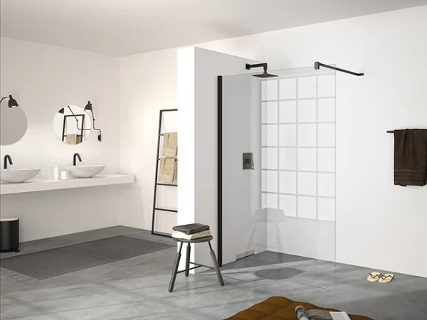 HUPPE SD Design P carré paroi seule 80 H:2000 Stabi 8mm arg Verre Sand Plus