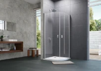 HUPPE SD Design P 1/4 rond Port.batt.2 90 H:1900 R:500 chromé brillant Verre clair