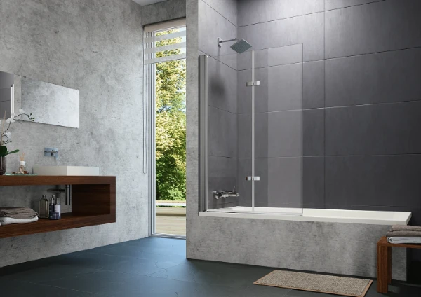 HUPPE SD Design P Pare-Baign. Porte pliante  battante 100/G H:1500 Arg Verre clair
