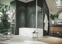 HUPPE SD Design P Pare-Baign. Par.latéral 70 H:1500 argent mat Verre Sand Plus