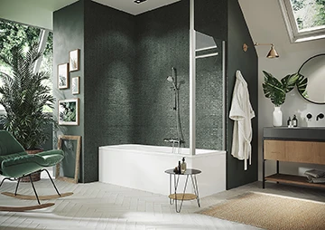 HUPPE SD Design P Pare-Baign. Par.latéral 75 H:1500 argent mat Verre Sand Plus
