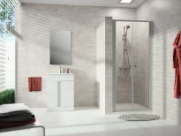 Huppe SD Alpha 2 carré Porte saloon 90 H:2000 argent mat Verre Privatima