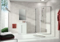 Huppe SD Alpha 2 1/4 rond porte coulissante 90/90 H:1900 R:500 blanc Verre clair