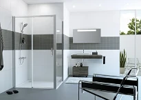 Huppe SD CLASSICS porte coulissante 120 - 200  CM gris argent mat verre de securite transparent