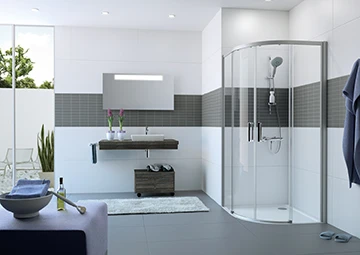 Huppe SD Classics 2 EasyEntry 1/4 rond porte coulissante 90/90 H:2000 R:500 069 Verre clair