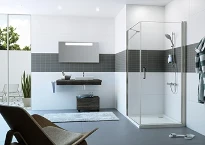 Huppe SD Classics 2 carré Paroi latérale 90 H:2000 argent mat Verre clair