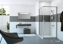Huppe SD Classics 2 carré AD 2 90/90 H:1900 arg. éloxé brill. Verre clair