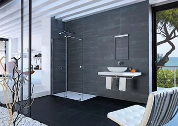 XT0103069321 DOUCHE WAND HUPPE XTENSA PURE 110 - 120 o 200 ! CM hoogglans zilvergrijs veiligheidsglas transparant links