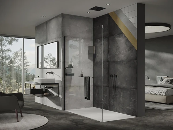 ES010141D Huppe Wb EasyStyle wandbekleding 2550 x 1000 mm - Italian Stone antraciet Tile