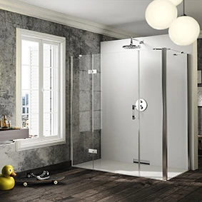 HUPPE SD Solva TG carré Porte battante avec  segment fixe et paroi annexe pour paroi