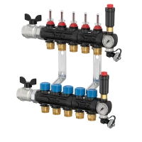 Comap Biofloor 9100 voorgemonteerde vloerverwarmingscollector in kunststof 4/4 - 4 x EK3/4 - met kraanwerk en debietmeters