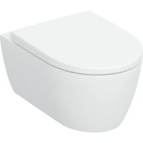 Geberit iCon Set de WC suspendu à fond creux , forme fermée, TurboFlush, avec siège de WC: T=53cm, Mécanisme softclose=Oui, Charnières QuickRelease=Verrouillable, Fixation=Par le haut, Blanc
