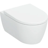 Geberit iCon Set de WC suspendu à fond creux , forme fermée, TurboFlush, avec siège de WC: T=53cm, Mécanisme softclose=Oui, Charnières QuickRelease=Verrouillable, Fixation=Par le haut, Blanc / Mat