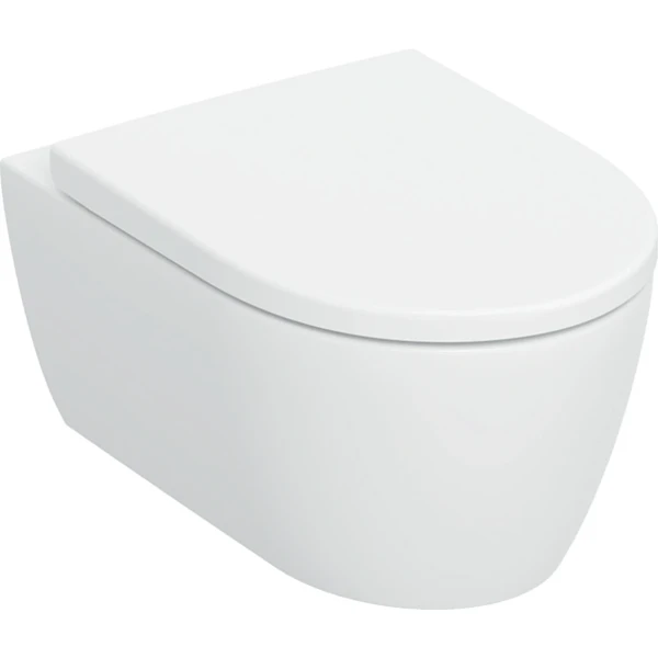Geberit iCon Set de WC suspendu à fond creux , forme fermée, TurboFlush, avec siège de WC: T=53cm, Mécanisme softclose=Oui, Charnières QuickRelease=Verrouillable, Fixation=Par le haut, Blanc / Mat