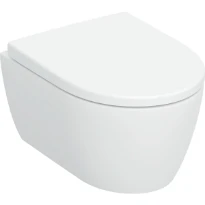 Geberit iCon Set de WC suspendu à fond creux , compact, forme fermée, TurboFlush, avec siège de WC: T=49cm, Mécanisme softclose=Oui, Charnières QuickRelease=Verrouillable, Fixation=Par le haut, Blanc